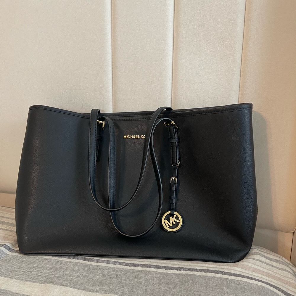 Michael Kors Black Tote with Gold Accents